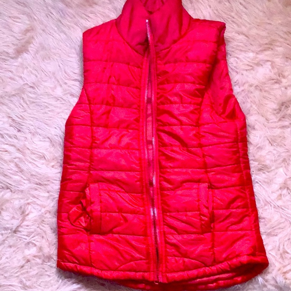 Red puffer vest